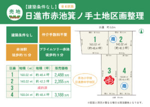 【販売中】日進赤池箕ノ手土地区画整理（全4区画）